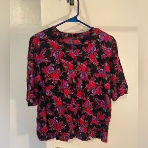 Vintage Floral Black and pink Women's Top